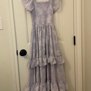 Rare Editions Lavender Smocked Ruffle Maxi Dress